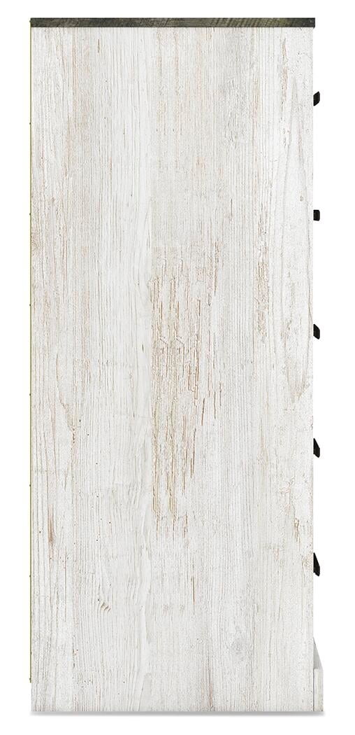 Signature Design by Ashley Casual Shawburn Chest of Drawers, Whitewash/Charcoal Gray