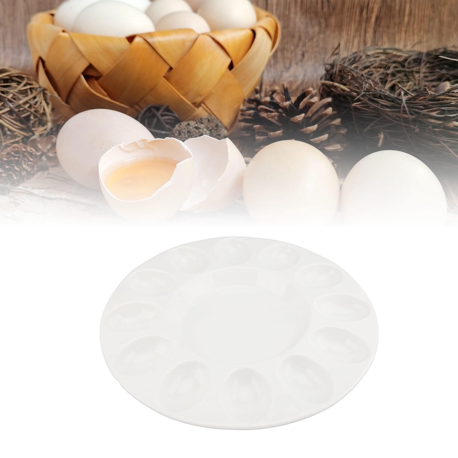YAHHU 12‑Piece Ceramic Deviled Egg Platter – Heat‑Resistant, Dishwasher Safe Tray for BBQs, Parties & Fridge Display