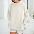 thumbnail image 2 of Godom Sweatshirt for Women Long Sleeve Crewneck Tops Oversized Casual Pullover Shirts with Side Zipper, 2 of 7