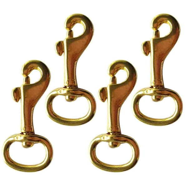 4 Pcs Heavy Duty Solid Brass Swivel Eye Bolt Snap Hook Lobster Clasp for  Straps Bags Belting Outdoor Tent Pet (3/4'' 2-1/5'' Overall) 