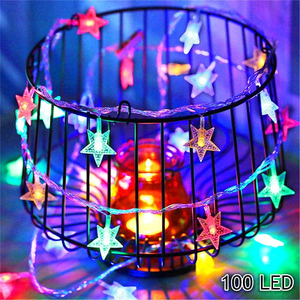 Outdoor Twinkle Star 100 LED 49 FT Star String Lights Plug in Fairy String Lights Waterproof Wedding Party Garden Decoration Christmas Tree Ramadan Blue Extendable for Indoor New Year 