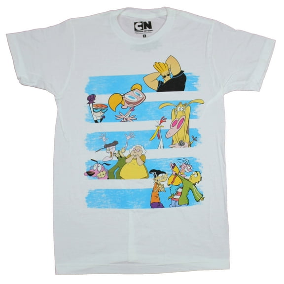 Cartoon Network Mens T-Shirt - Classic Characters In Blue Stripes Image (Small)