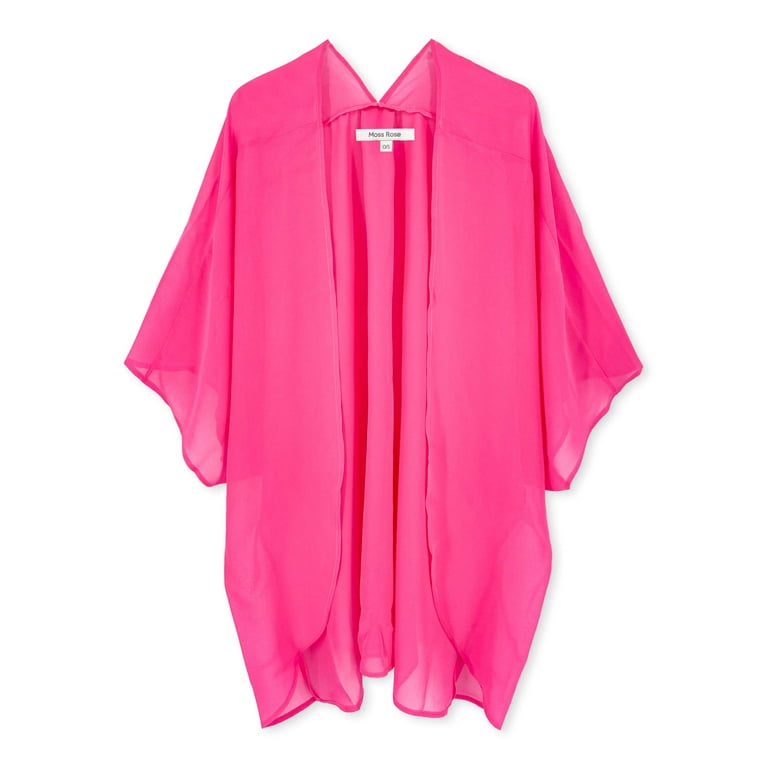 Moss Rose Women s Sheer Kimono Chiffon Cardigan Loose Beach Cover Up Casual Blouse Tops Rose