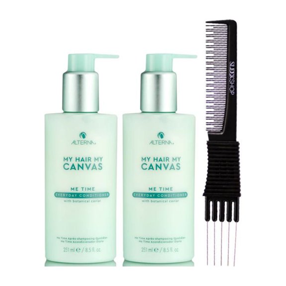 ALTERNA My Hair My Canvas Me Time Everyday Conditioner (8.5 oz) with SLEEKSHOP Teasing Comb Pack of 2