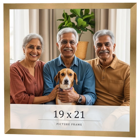 19x21 Frame Gold Bronze Solid Wood Picture Frame Width 0.75 Inches | Interior Frame Depth 0.5