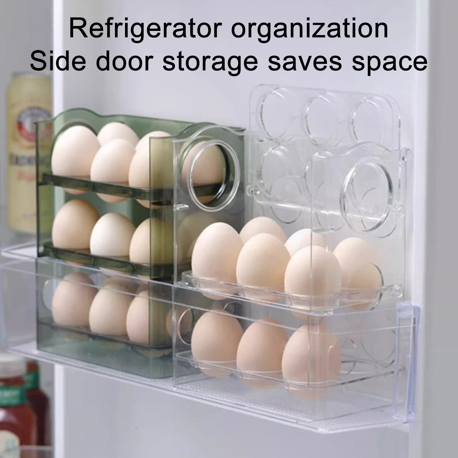 mdesiwst Three-Tier Egg Organizer for Fridge Egg Storage Box with Date Indicator Egg Rack Holds 30 Eggs or 18 Eggs for Refrigerator