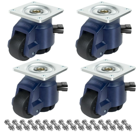 ENYKE Leveling Casters Set of 4 with Upgraded Handle, 60F Plate Mount Heavy Duty Workbench Casters 2200lbs Capacity, Adjustable for Machine, Equipment, Shelves