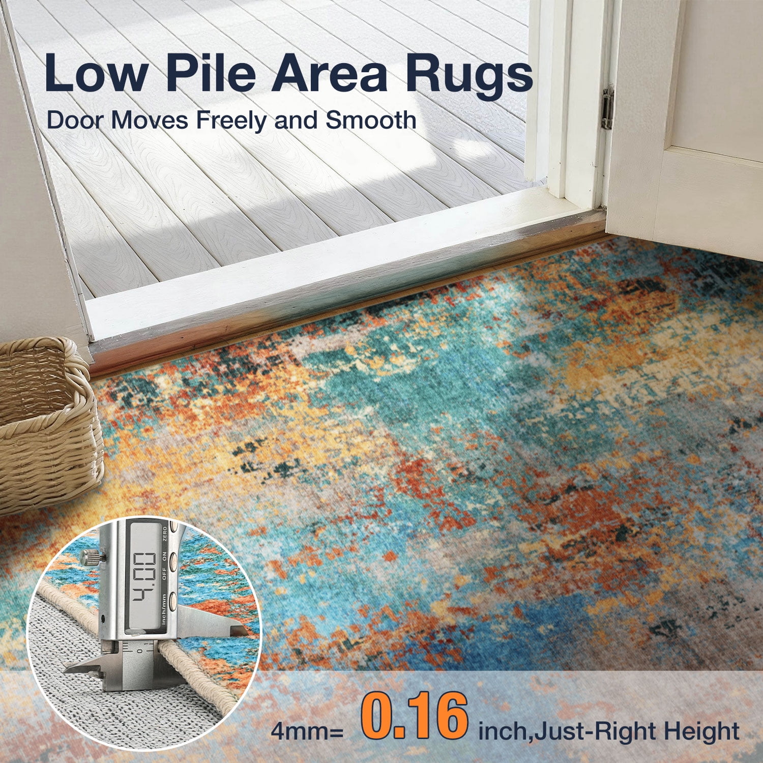 Washable Area Rugs for Living Room, Socomw 8'x10'  Modern Abstract Washable Indoor Rug, Non-Slip Soft Low Pile Carpet for Bedroom, Office, Dining Room