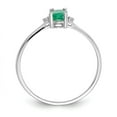 thumbnail image 2 of 14K White Gold Ring Band with Stones (05) May Emerald Oval Green Diamond Round, Size 6, 2 of 5
