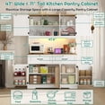 thumbnail image 3 of 71" Tall Kitchen Pantry Cabinet with 6 Doors Shelves & Led Lights & Charge Station, 47" Wide Freestanding Farmhouse Cupboard with 2 Drawer,6 Doors Storage,Adjustable Shelves,Open Countertop, White, 3 of 9