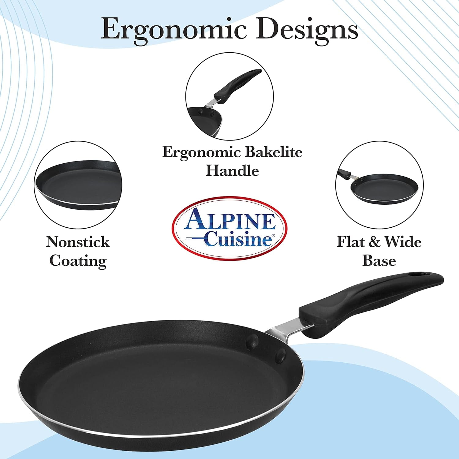 Griddle Pan Aluminum 12-Inch Nonstick Coating, Stove Top with Stay Cool Handle, Dishwasher Safe Gray