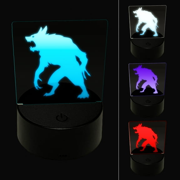 Ferocious Werewolf Monster Halloween LED Night Light Sign 3D Illusion Desk Nightstand Lamp