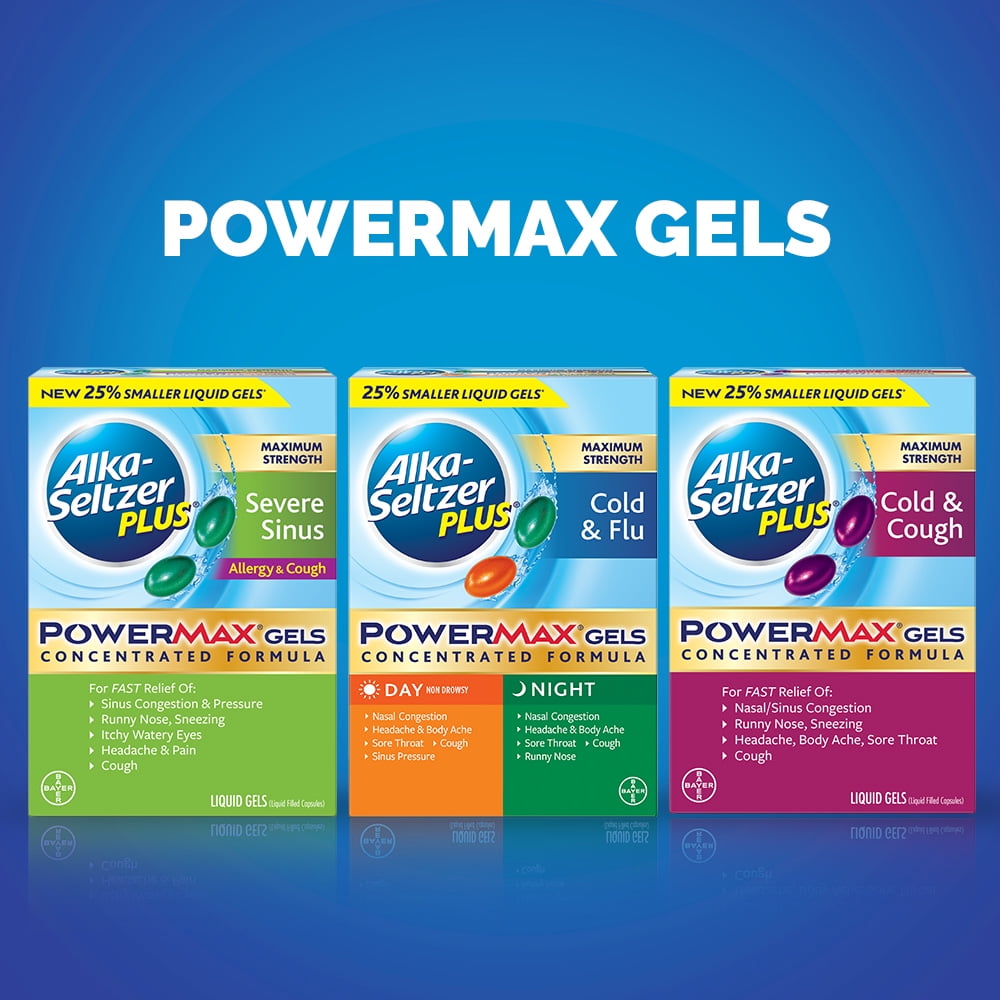 Alka-Seltzer Plus Maximum Strength Severe Sinus, Allergy & Cough PowerMax Gels, 16 Count