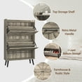 thumbnail image 3 of YouTrend Shoe Storage Cabinet with 2 Flip Drawers, Farmhouse Shoe Organizer for Entryway, Washed Grey, 3 of 10