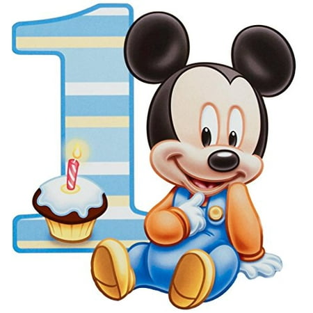 1/2 Sheet Baby Mickey Mouse 1 Year Old Edible Frosting Image Cake