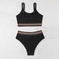 thumbnail image 3 of Ohufall Women's Bikini Sets Colorblock Trim 2 Piece Swimsuit High Waisted Bathing Suits for Women Scoop Neck Adjustable Spaghetti Straps Bikini Swimwear, 3 of 6