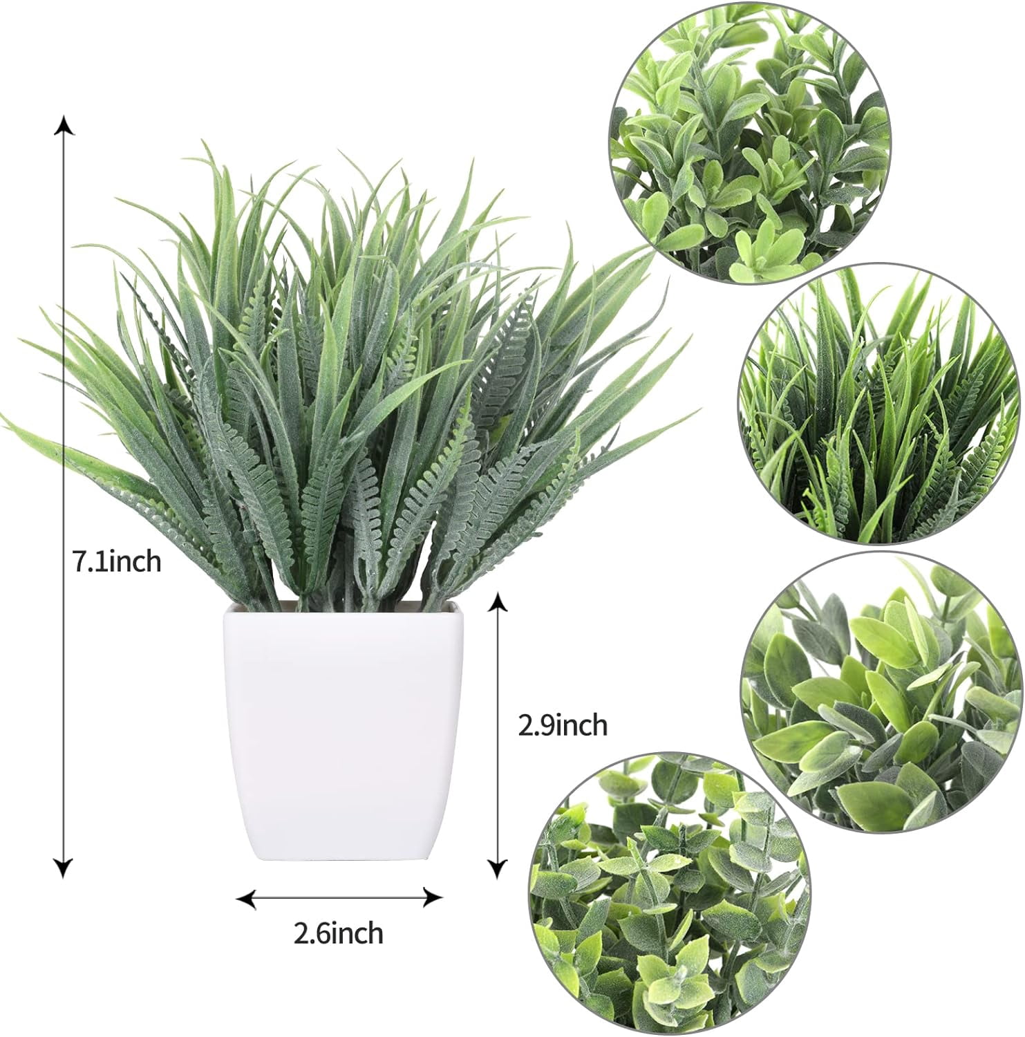 4 Pack Small Faux Plants for Office Desk Fake Mini Potted Plants for Shelf Artificial Greenery Eucalyptus Plant Indoor for Home Bedroom Living Room Décor