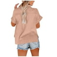 thumbnail image 6 of Otntypg Plus Size Linen Shirts for Women Lightweight Casual Summer Short Sleeve Button Down Beach Hawaiian Vacation Tees Shirt Tops Trendy Oversized Cotton Collared Tshirt with Pockets B-Pink#02 XXL, 6 of 6