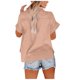 thumbnail image 3 of Camisas de Cuello en V de Manga Corta para las Mujeres Blusa Suelta con Botón de Color, Túnica de Trabajo Casual con Bolsillo para Uso Diario, 3 of 5