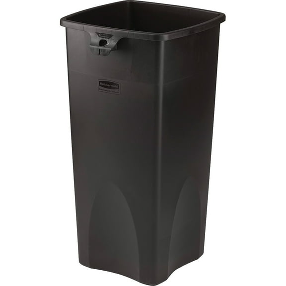 Rubbermaid Commercial Untouchable Square Container - 23 Gal Capacity - Square - Durable, Crack Resistant - 30.9" Height X 15.5" Width X 16.5" Depth - Plastic - Black - 3 / Carton