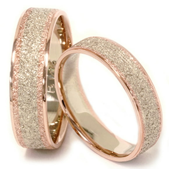 Matching His & Hers 14K Rose & White Gold Wedding Bands