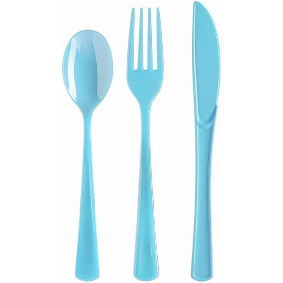 Factory Direct Light Blue Cutlery Combo Pack - 24 Ct. Plastic Cutlery Set Great for Party