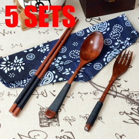 

Dinnerware Set Chopsticks Sets Wooden Gift Fork Vintage 5 Spoon Tableware 3Pcs/Set Chinese Kitchen，Dining & Bar Brown Kitchen Tableware