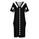 thumbnail image 3 of Vestido de cuello y bots de imitación para mujer ropa holgada con bolsillos blanco y negro vestidos de cumpleaños, 3 of 6
