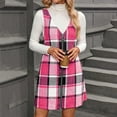 thumbnail image 6 of ZHYou Women Plaid Pinafore Dresses, Zip Front, V Neck, Sleeveless, Wool Blend, Overall Jumpers with Turtleneck Underlayer Stylish Casual Fall Winter Outfit,Hot Pink,S, 6 of 9