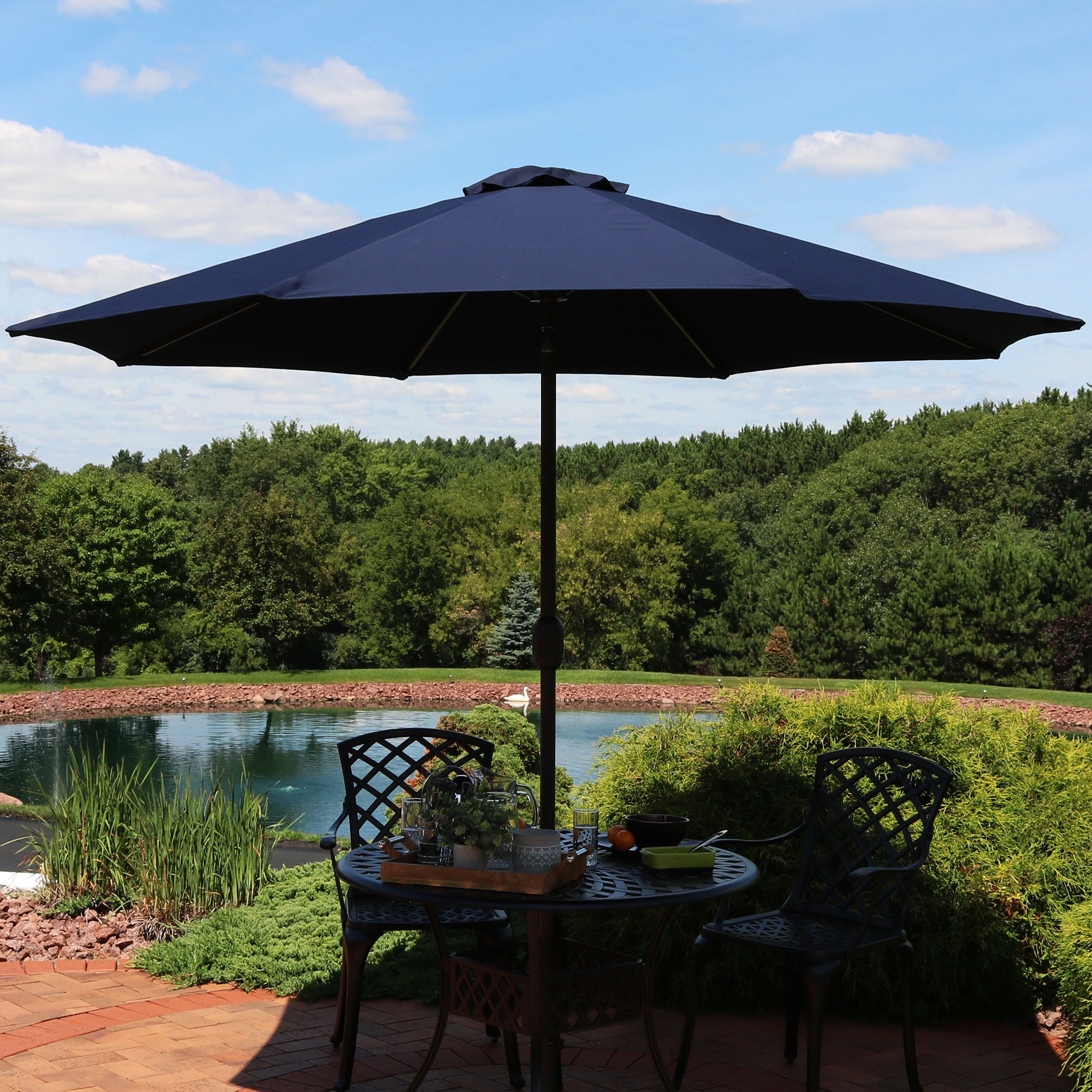 Sunnydaze Sunbrella Patio Umbrella with Auto Tilt and Crank, 9 Foot