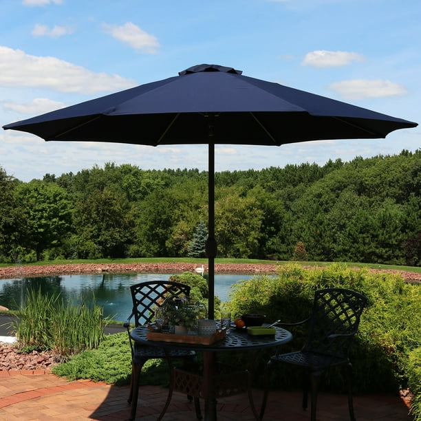 Sunnydaze Outdoor Navy Blue Sunbrella Aluminum Market Patio Deck