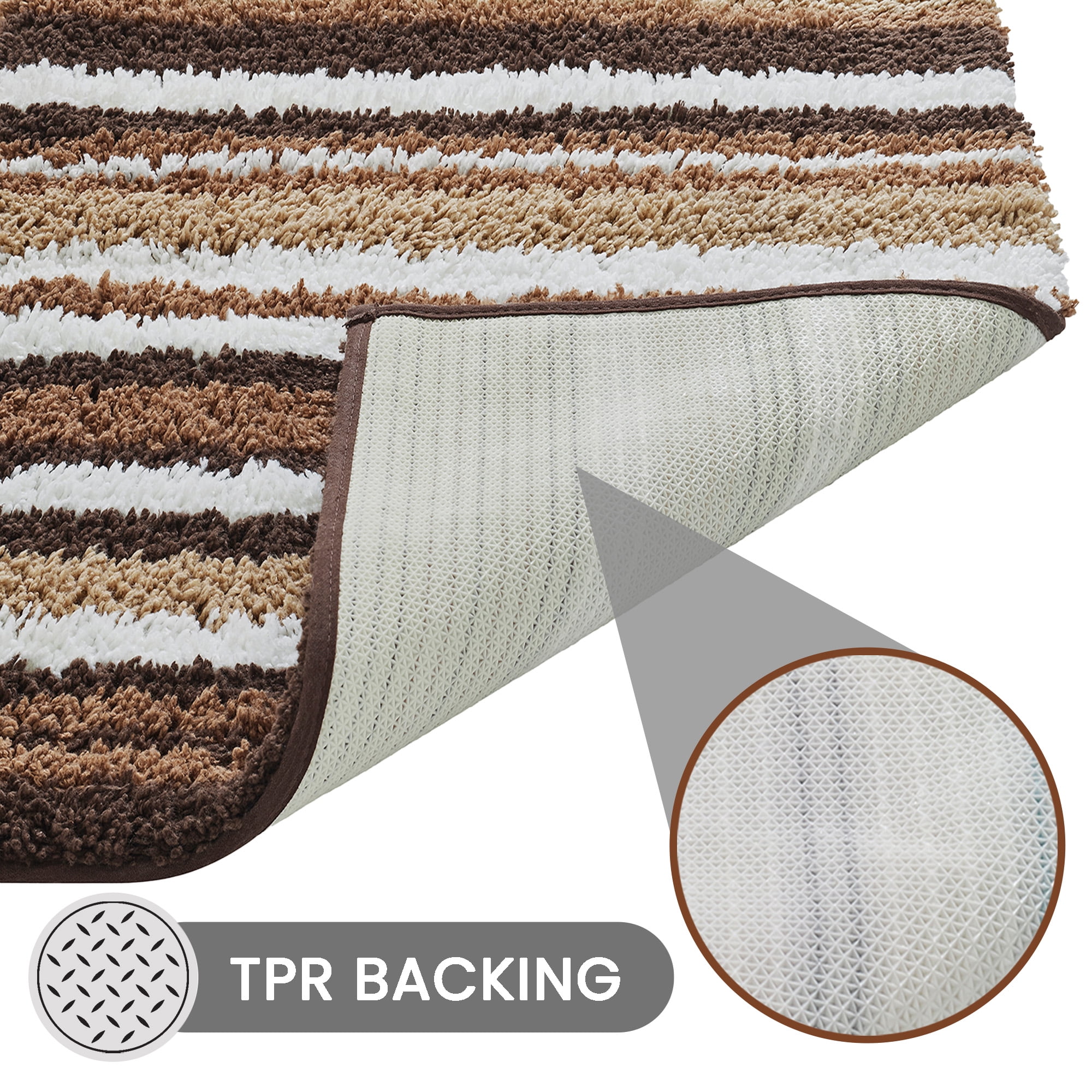 Better Trends 17" x 24" Bathroom Rugs 100% Polyester Soft Water Absorbent Non Slip Bath Mat Machine Washable Rug Griffie Collection - Brown