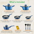 thumbnail image 3 of NutriChef 12pc Pots & Pans Set - Stylish Kitchen Cookware, Non-Stick Coating, Light Gray Inside and Blue Outside, 3 of 7