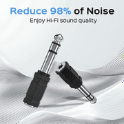 6.35 mm to 3.5 mm Stereo Audio Jack Adapter, 1/4 inch Male to 1/8 inch Female Stereo Audio for Aux Cable, Guitar Amplifier, Headphone, 2 Pack, Black