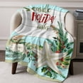 thumbnail image 2 of Teal Coastal Christmas Throw Blankets, Starfish Holly Pine Needles Soft Fleece Blanket Decorative for Home Sofa Couch Chair Living Bedroom, 30x40 Inches,, 2 of 8