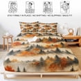 thumbnail image 5 of Full Size Fitted Sheet Set - Fall 3 Piece Bedding Sets 16" Deep Pocket Fitted Sheet with 2 Pillowcases, Autumn Country Forest Orange Green Pine Trees Brushed Microfiber Hotel Luxury Bed Sheets, 5 of 9