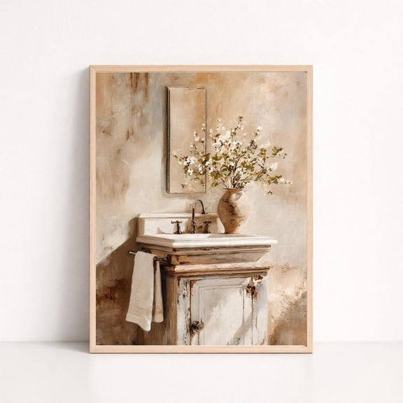 Bathroom Vanity Wall Art Print Rustic Farmhouse Decor