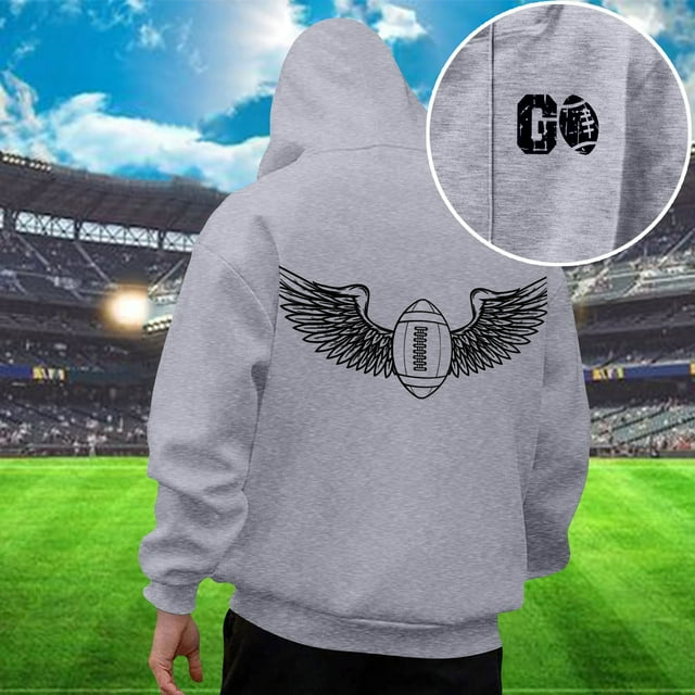 MHFRRA Sudadera con Capucha Informal para Hombre, Estilo Holgada, con Estampado de Fútbol, Cómoda y Cálida, para Uso Diario En Otoño E Invierno Gris
