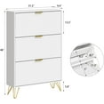 thumbnail image 2 of Slim Shoe Cabinet with 3 Flip Drawers, Fluted Shoe Cabinet Storage for Entryway, Narrow Shoe Storage Cabinet, Modern Freestanding Shoe Rack Organizer for Entryway, White, 2 of 8