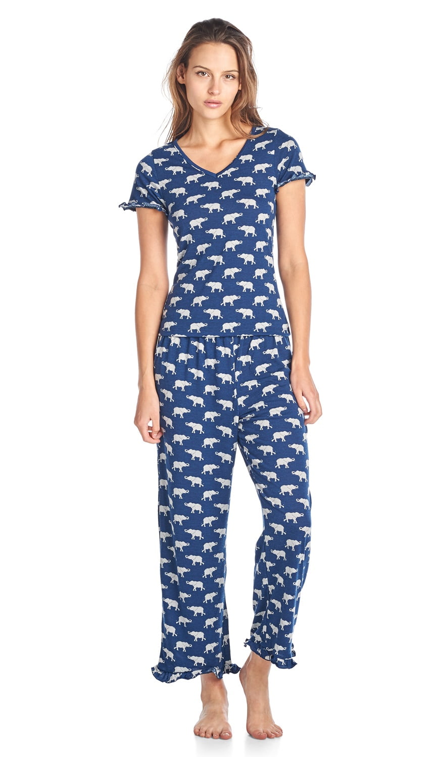 BHPJ By Bedhead Pajamas Women's Fitted Soft Knit Ruffle Short Sleeve