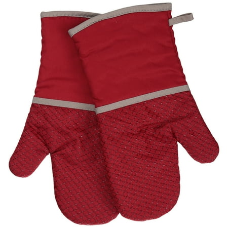 Discontinued - Last Chance Clearance! Better Homes & Gardens Red Silicone Printed Oven Mitts, Set of