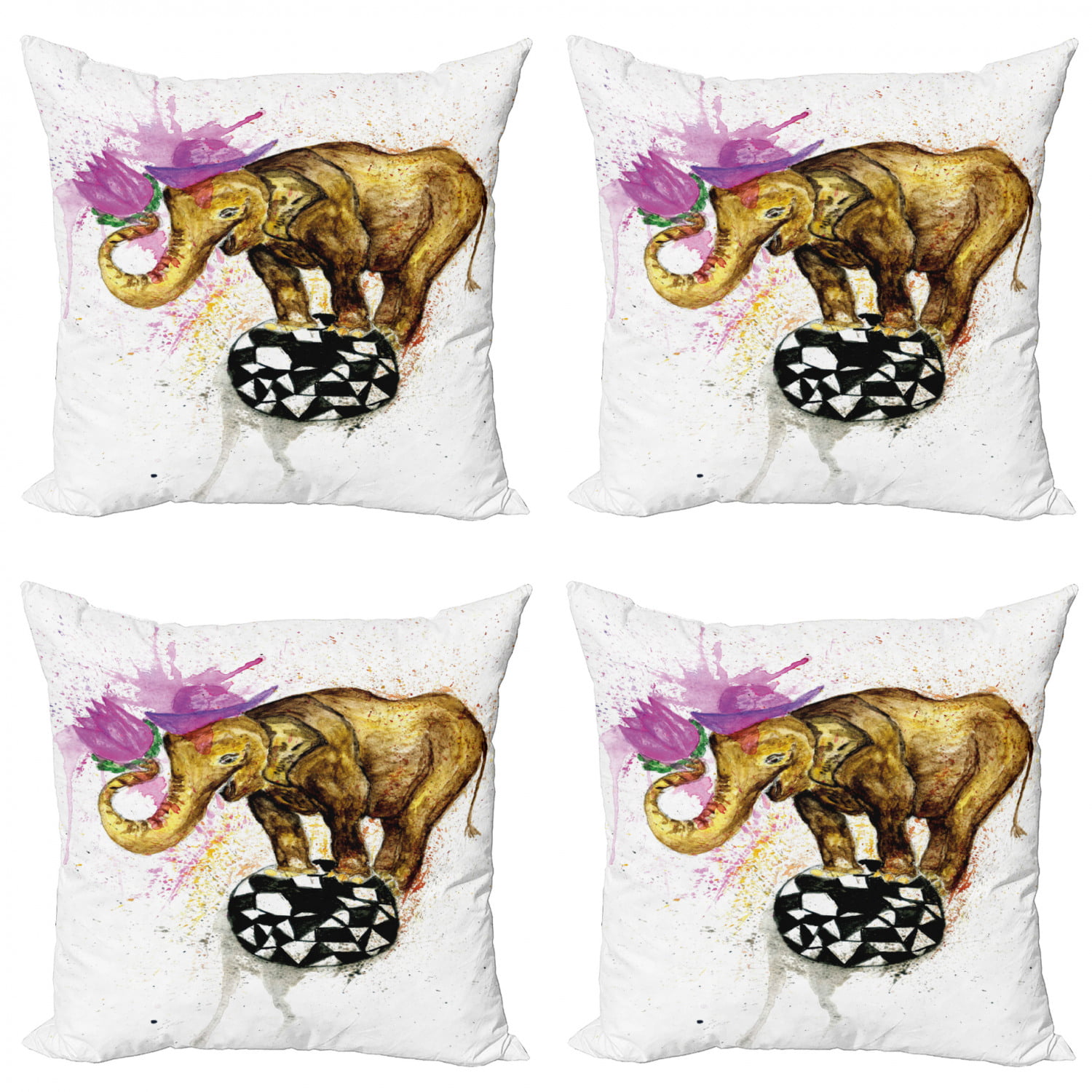 18x18 Elephant Gifts and Apparel Gifts Colorful Art Style Elephant Throw Pillow Multicolor