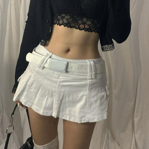 Pastel Low Waist Black Micro Skirts Y2K Streetwear Pockets Patchwork A-line  Skirt girl Aesthetics Outfits Zipper Bottoms 