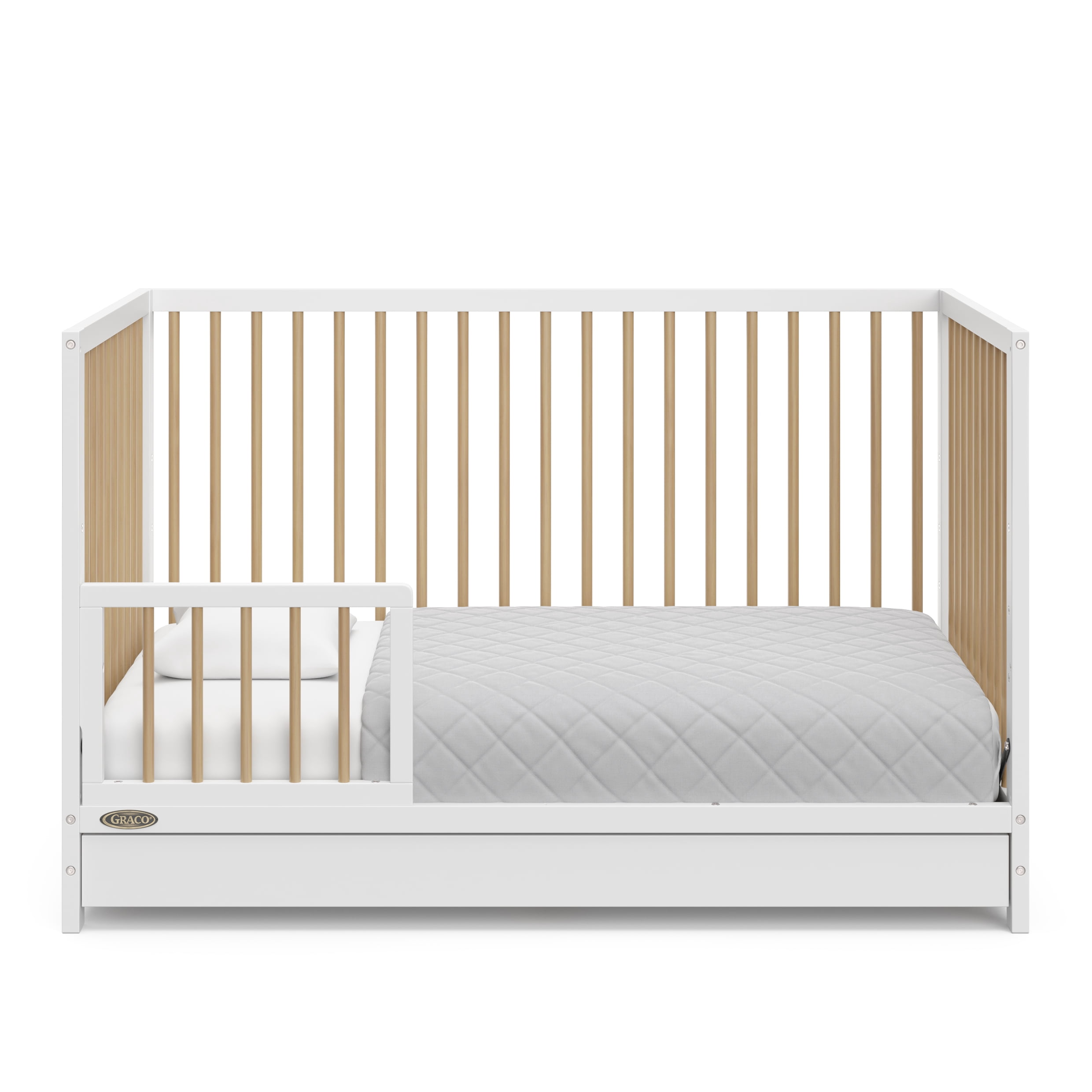 Graco Toddler Safety Guardrail (Dowels), White with Driftwood