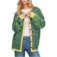 thumbnail image 2 of LOVZFMLL Vestes pour Femmes Mode Cardigan à Rayures à Blocs de Couleur Décontracté Mode Haut/chemise à Manches Longues à Col Rond Veste/veste à Capuche Décontractée à Manches Longues, 2 of 6