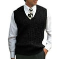 thumbnail image 1 of MAWCLOS Mens Sweaters Sleeveless Sweater Vest Cable Knit Pullover Men Loose Jumper Tops Party Black XL, 1 of 2