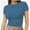 Blue-green, variant on Women's Short Sleeve Crop Tops Crew Neck T Shirt Sexy Tee