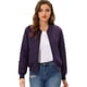 thumbnail image 1 of Chaqueta bomber acolchada con cremallera y mangas largas raglán para mujer con bolsillos Morado Oscuro XS, 1 of 5