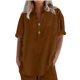 thumbnail image 5 of Tops de otoño para mujer,Conjunto de top y pantalón corto de manga corta holgado e informal para mujer, 100 % poliéster, cuello en V, ideal para el hogar, sopatenor, 5 of 8