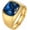Gold Blue, variant on Unisex Stainless Steel Gemstone Retro Minimalist Style Jewelry Design Personality Trendy Festival Ring